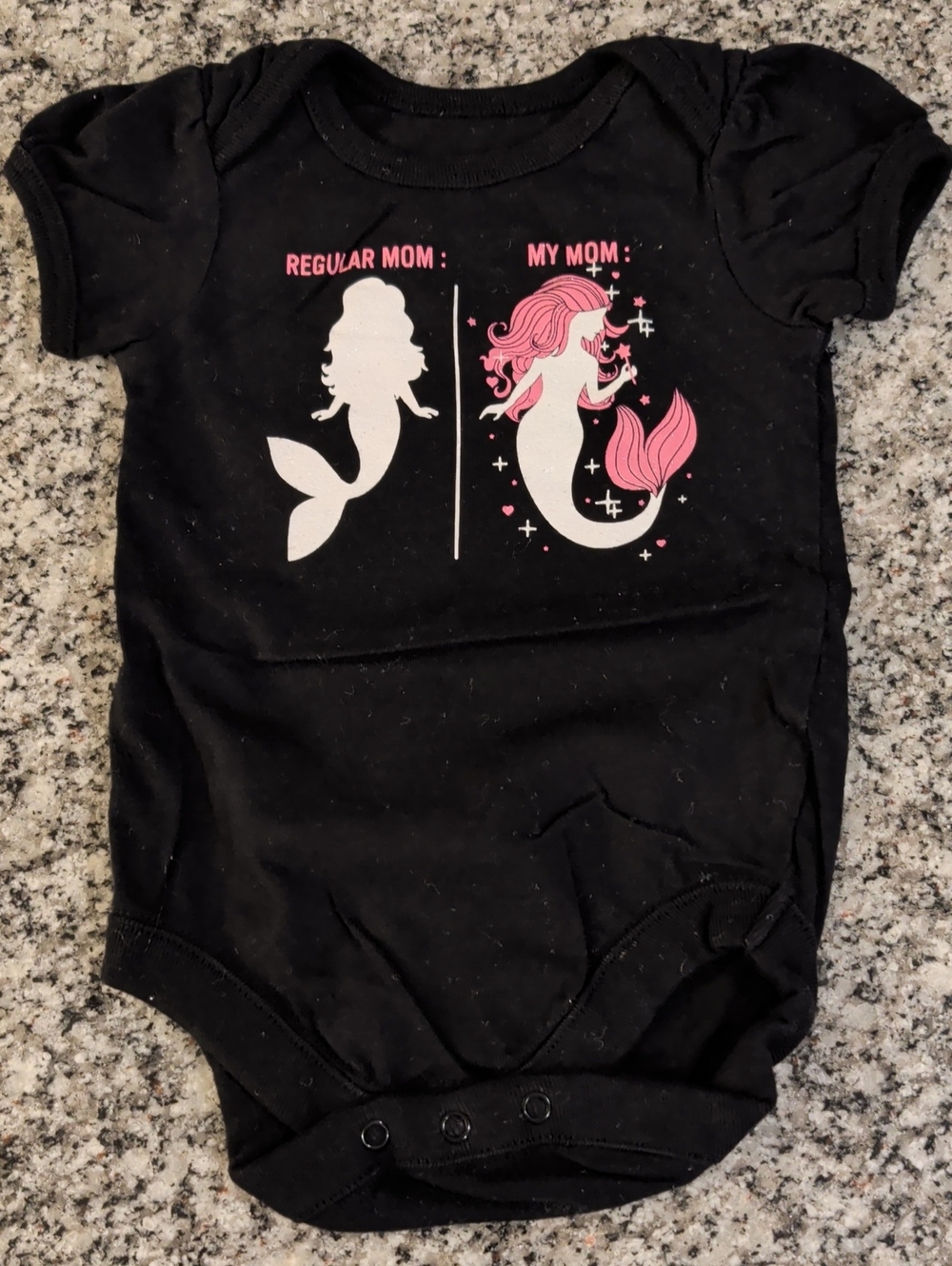 The Children's Place Black One-Piece Bodysuit with Pink & White Mermaid Print